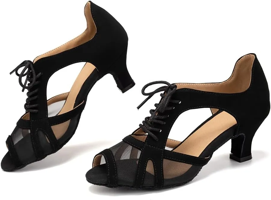 HROYL Women Latin Dance Shoes Salsa Practice Wedding Party Performence Ballroom Dance Shoes,Model L561/087