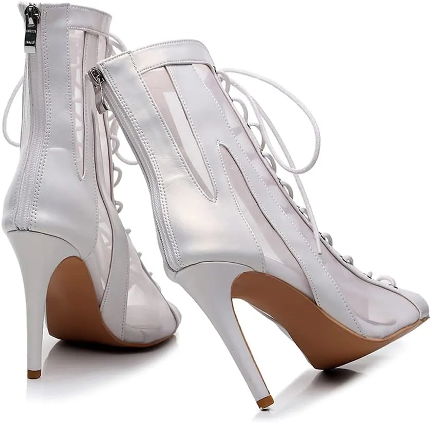 HROYL Women Open Toe Dance Boots Salsa Latin Ballroom Party Performence Jazz Heels Class Dance Shoes,Model QJW7235