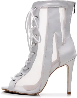 HROYL Women Open Toe Dance Boots Salsa Latin Ballroom Party Performence Jazz Heels Class Dance Shoes,Model QJW7235