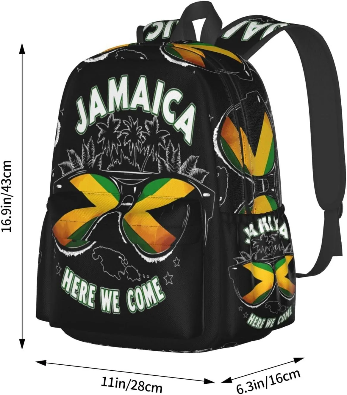 Jamaica Vacation Here We Come Laptop Backpack Work Travel Backpacks Business Rucksack Casual Outdoor Daypack with Adjustable Strap Bags for Sports Office Gym Hiking