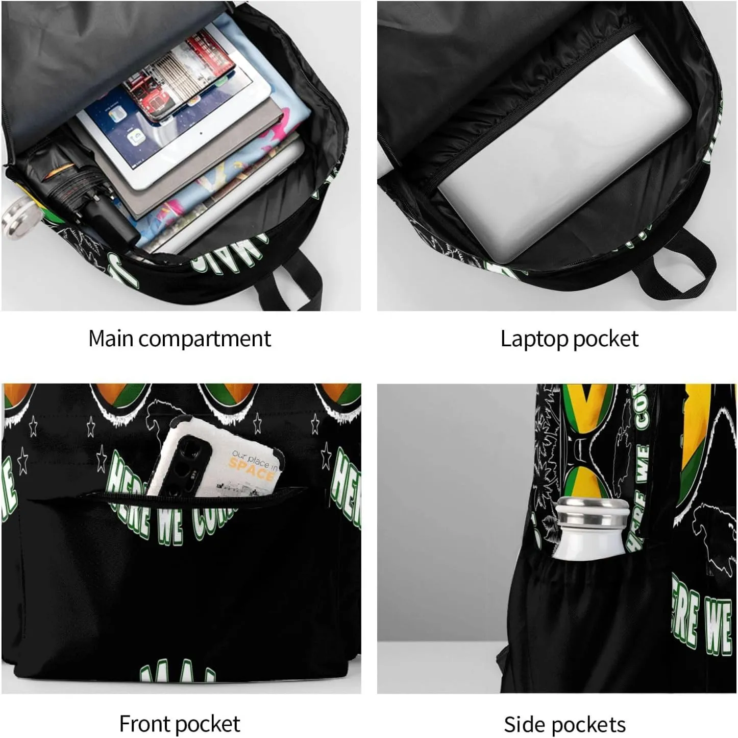Jamaica Vacation Here We Come Laptop Backpack Work Travel Backpacks Business Rucksack Casual Outdoor Daypack with Adjustable Strap Bags for Sports Office Gym Hiking