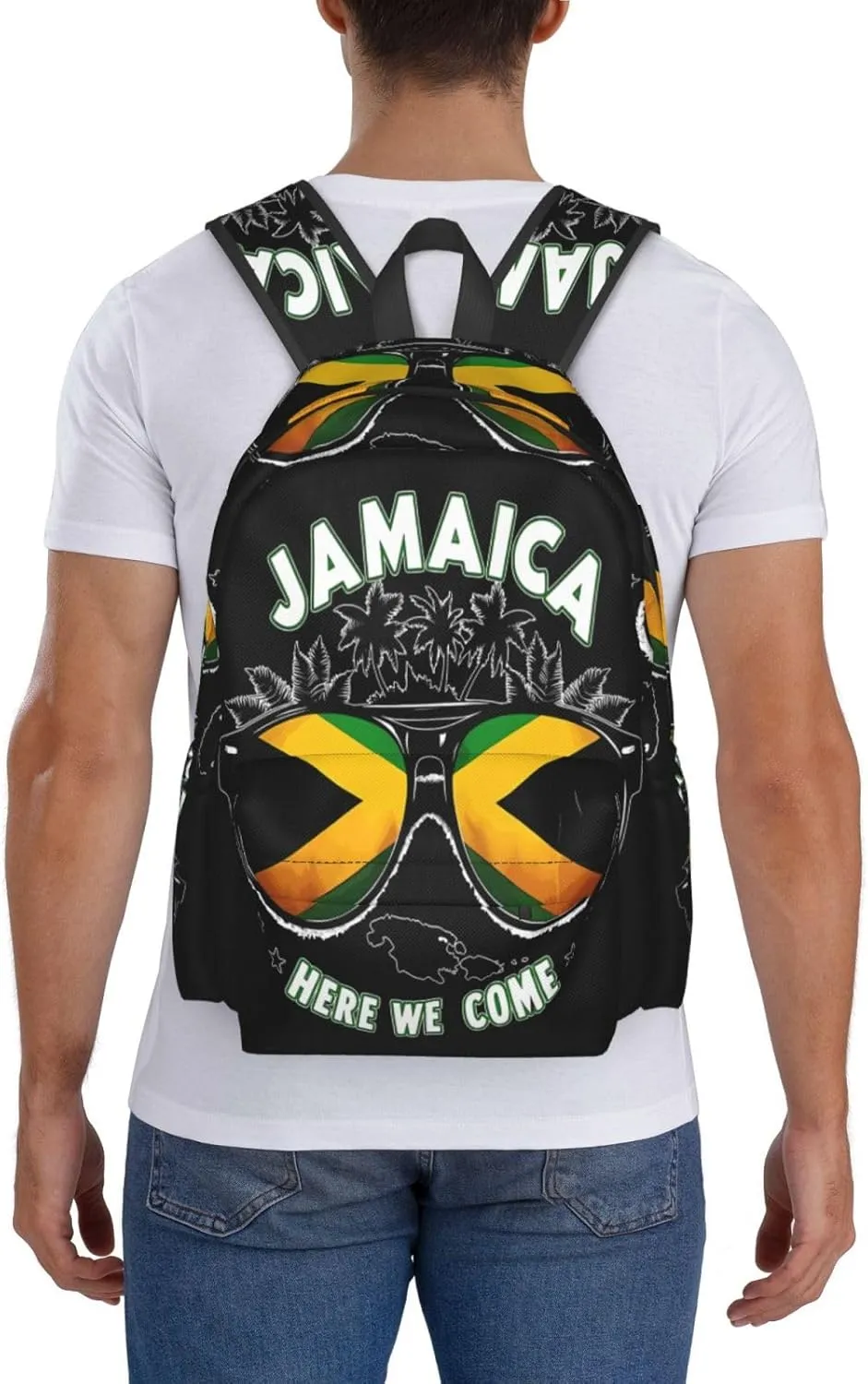 Jamaica Vacation Here We Come Laptop Backpack Work Travel Backpacks Business Rucksack Casual Outdoor Daypack with Adjustable Strap Bags for Sports Office Gym Hiking