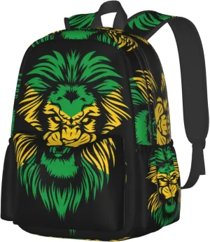Jamaican Flag Rasta Lion Head Laptop Backpack Work Travel Backpacks Business Rucksack Casual Outdoor Daypack with Adjustable Strap Bags for Sports Office Gym Hiking
