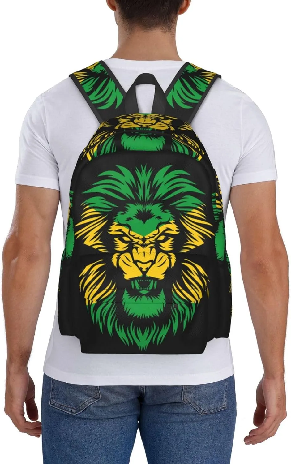 Jamaican Flag Rasta Lion Head Laptop Backpack Work Travel Backpacks Business Rucksack Casual Outdoor Daypack with Adjustable Strap Bags for Sports Office Gym Hiking