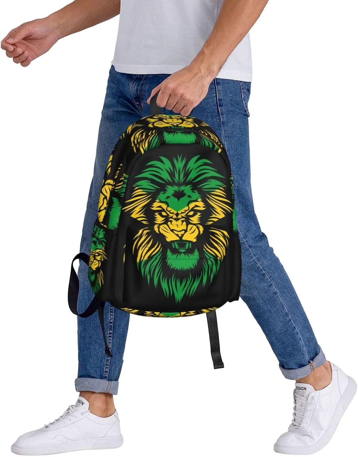 Jamaican Flag Rasta Lion Head Laptop Backpack Work Travel Backpacks Business Rucksack Casual Outdoor Daypack with Adjustable Strap Bags for Sports Office Gym Hiking