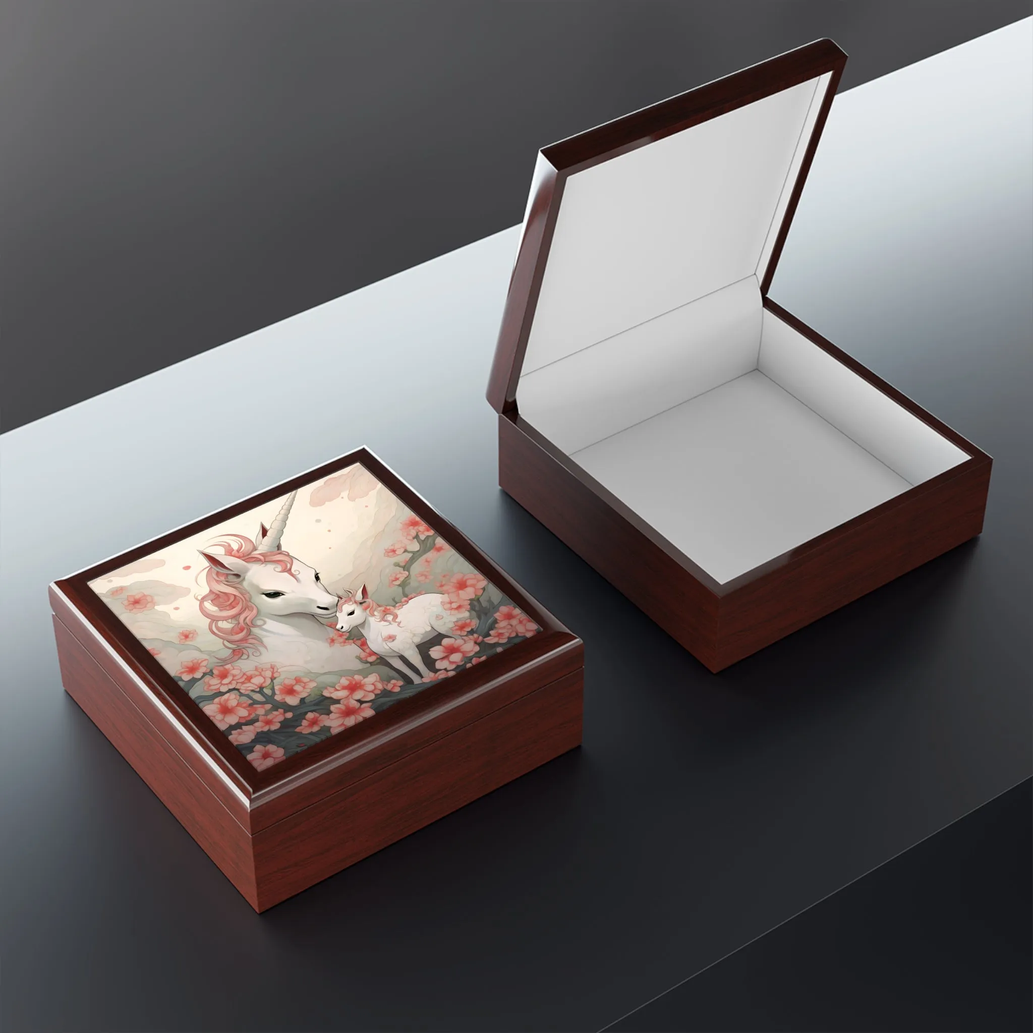 Japandi Unicorn and Baby Jewelry Box