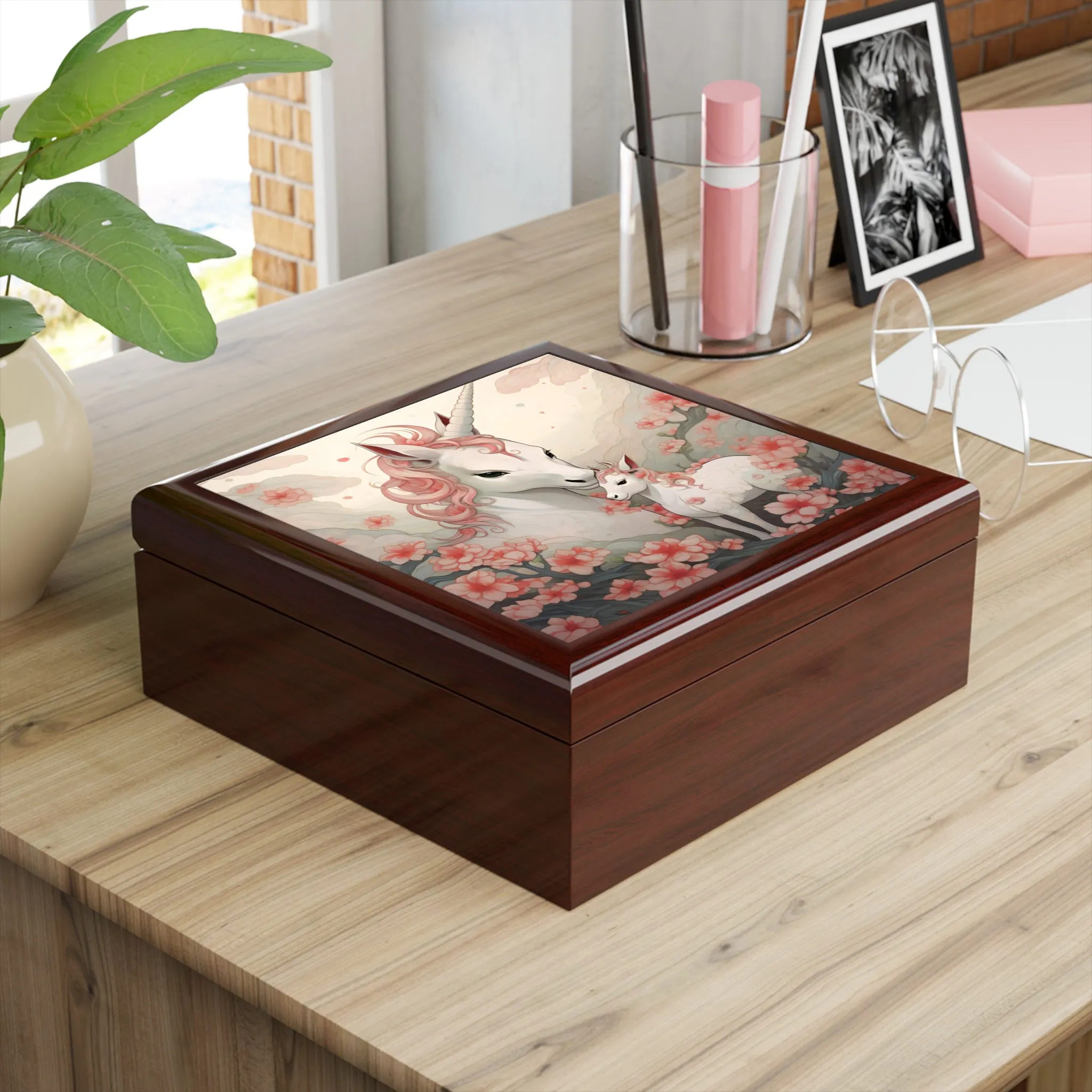 Japandi Unicorn and Baby Jewelry Box