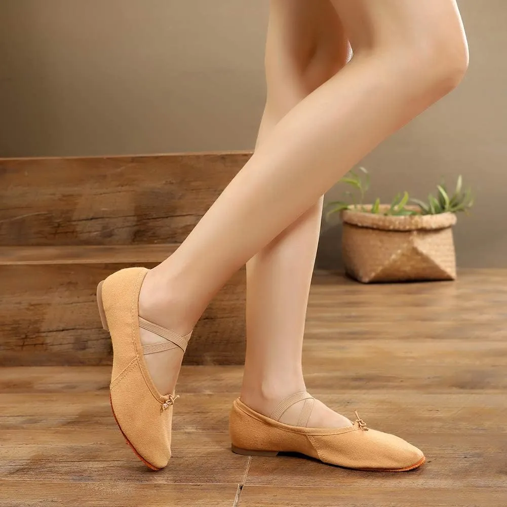 JUODVMP Canvas Jazz Slip-On Dance Shoes for Adult Women,Model MFFBJSX