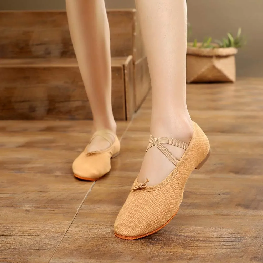 JUODVMP Canvas Jazz Slip-On Dance Shoes for Adult Women,Model MFFBJSX