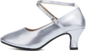 JUODVMP Closed Toe Low Heel Latin Dance Shoes Ankle Strap Ballroom Dance Shoes Character Heels Dancing Pump,DYPUHRD