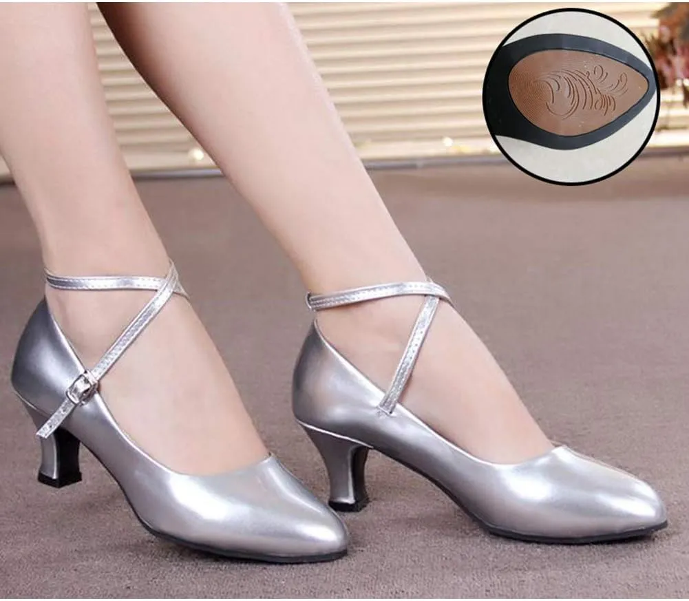 JUODVMP Closed Toe Low Heel Latin Dance Shoes Ankle Strap Ballroom Dance Shoes Character Heels Dancing Pump,DYPUHRD