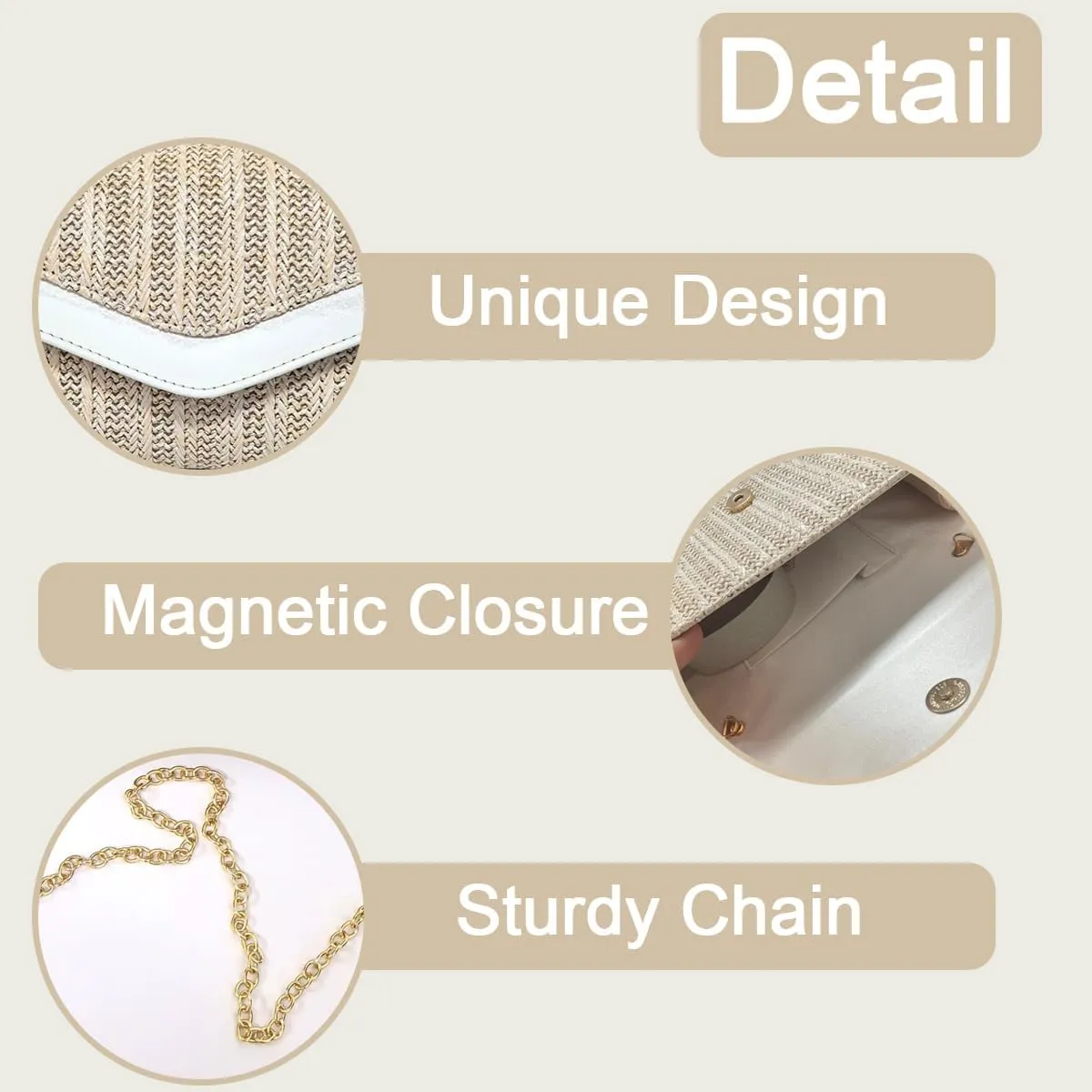 JYG Straw Clutch Purse for Women Summer Shoulder Bags Envelope Evening Handbag with Chain 2025