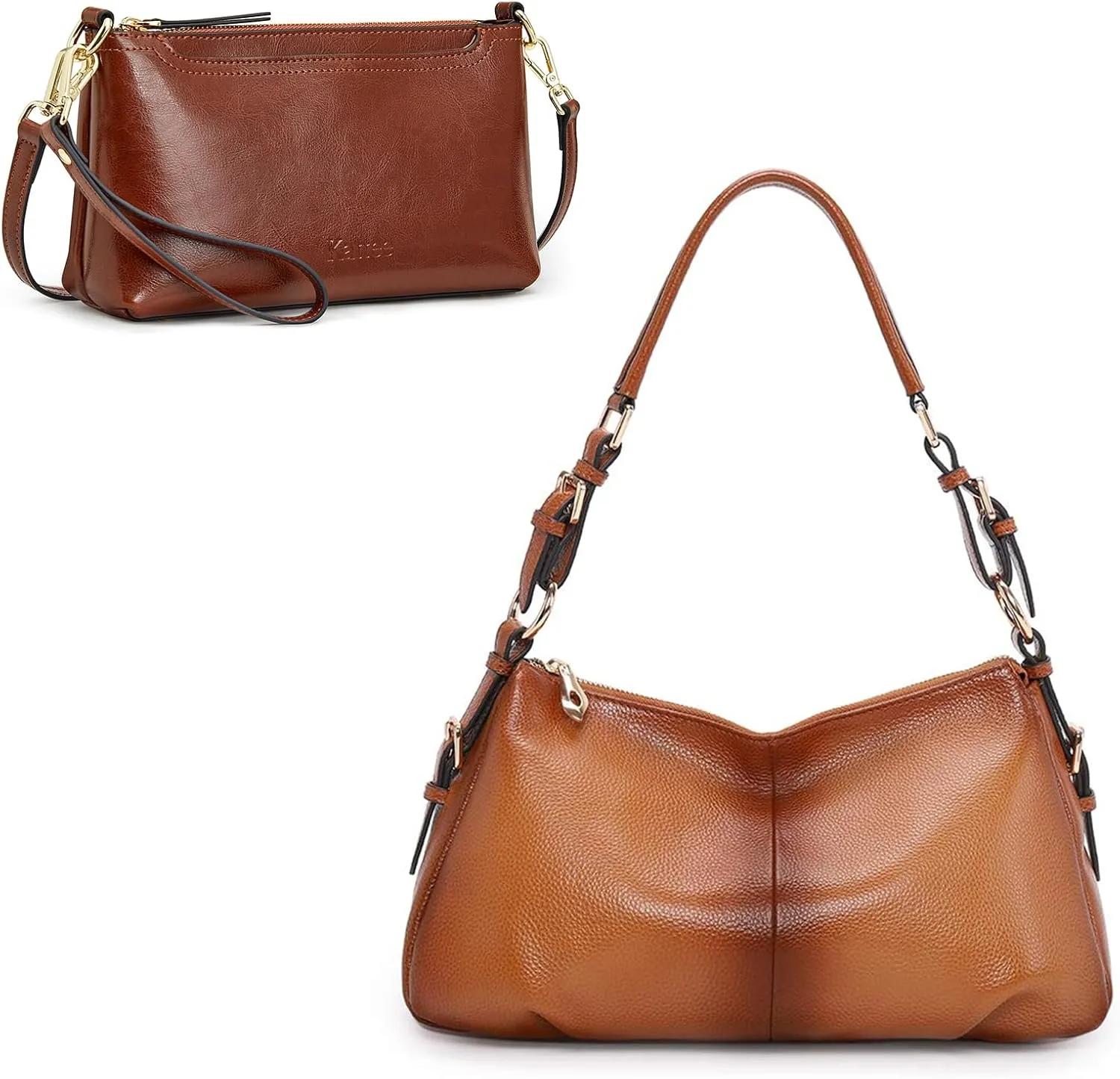 Kattee Real Leather Hobo Bags Bundle with Small Women Crossbody Purses