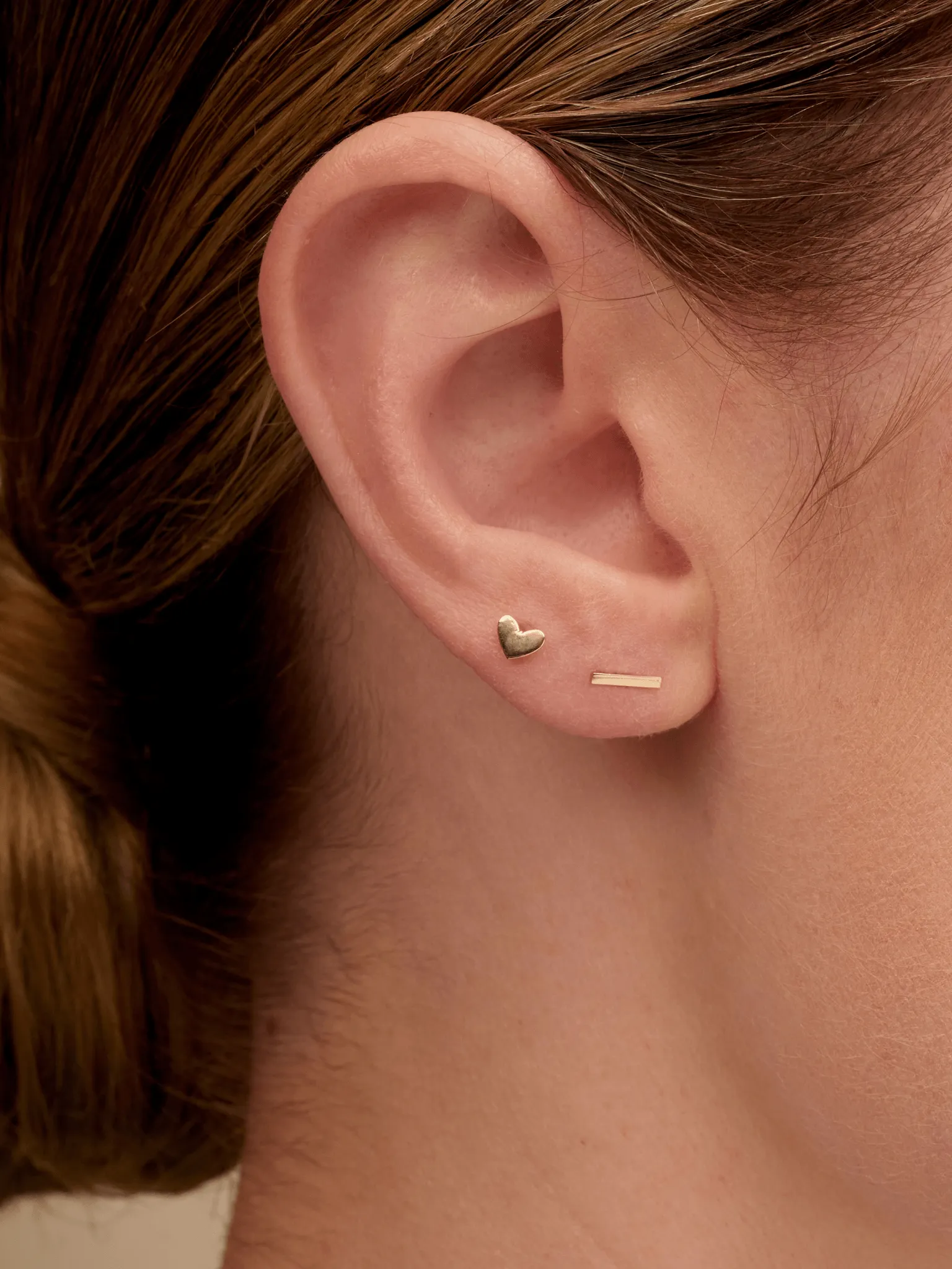 Kid Gold Heart Stud Earrings 14K