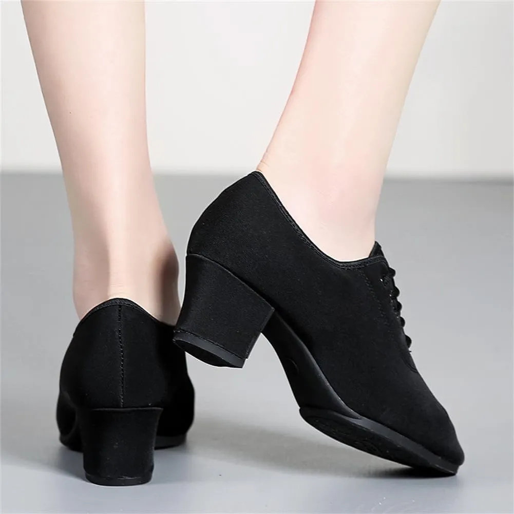 Ladies Ballroom Dance Shoes, Closed Toe Salsa Tango Shoes Suede Sole 2" Heel Professional Latin Dance Shoes for Female