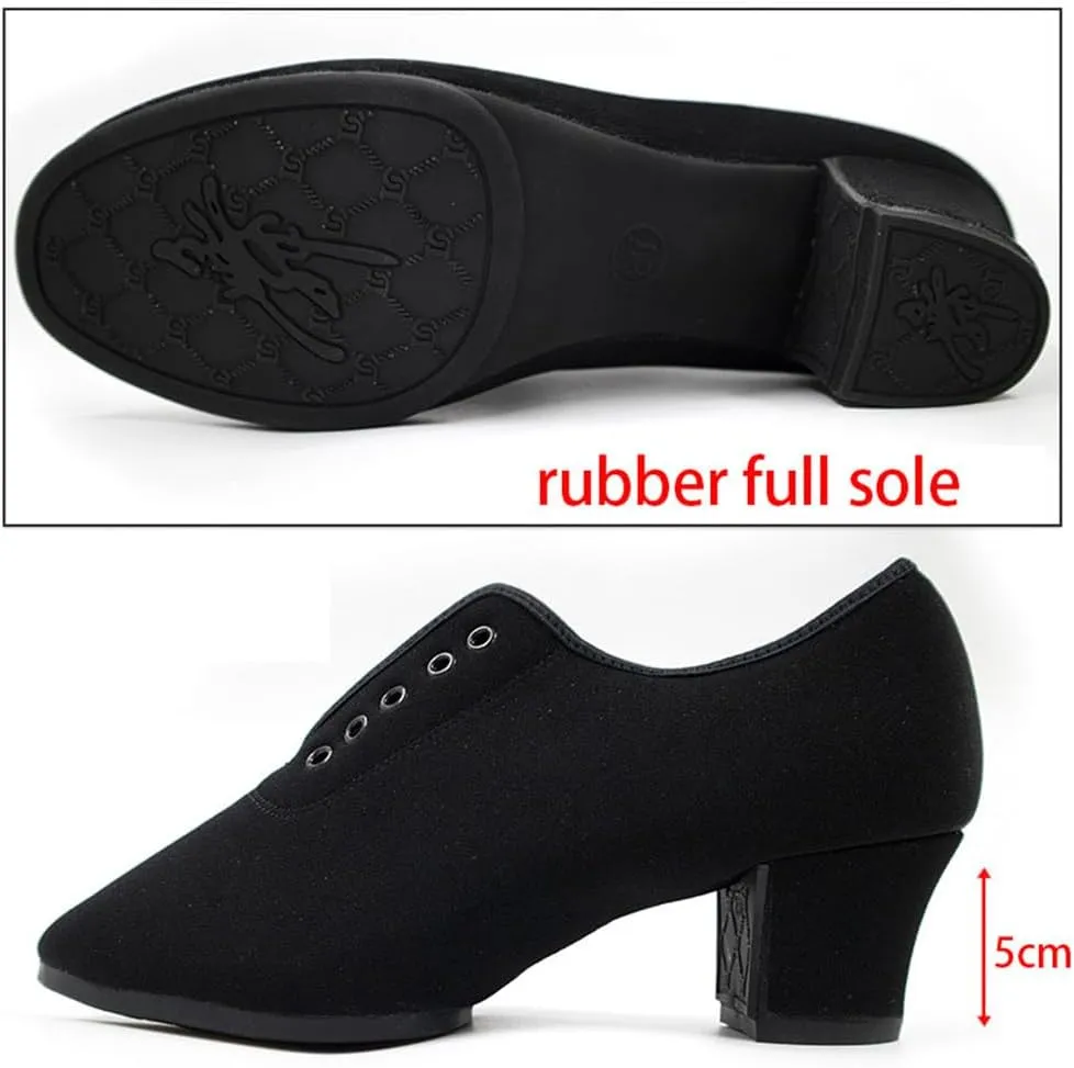 Ladies Ballroom Dance Shoes, Closed Toe Salsa Tango Shoes Suede Sole 2" Heel Professional Latin Dance Shoes for Female