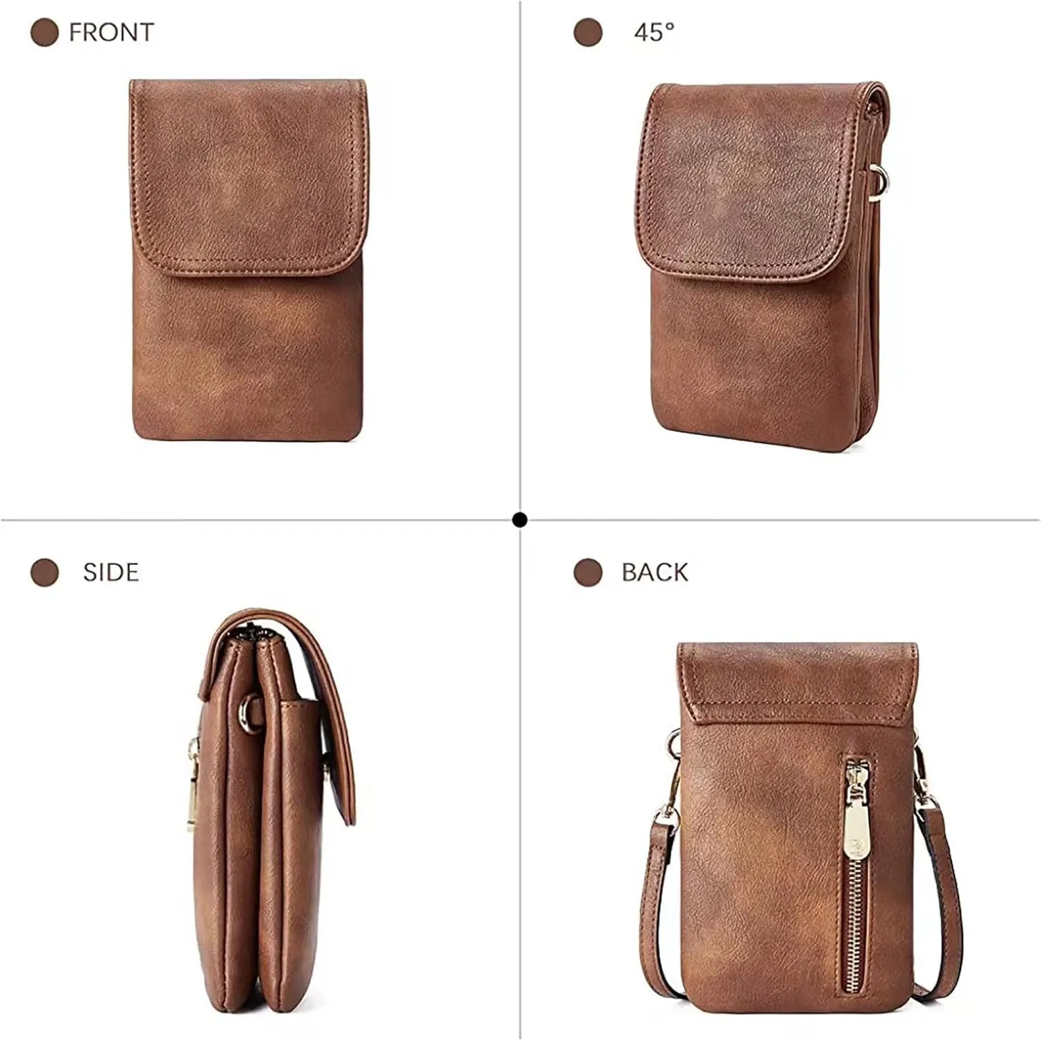 Ladies Soft Pu Leather Shoulder Bags Stadium Crossbody Messenger Bags for Concerts Sporting Events Gifts for Mom(Brown)