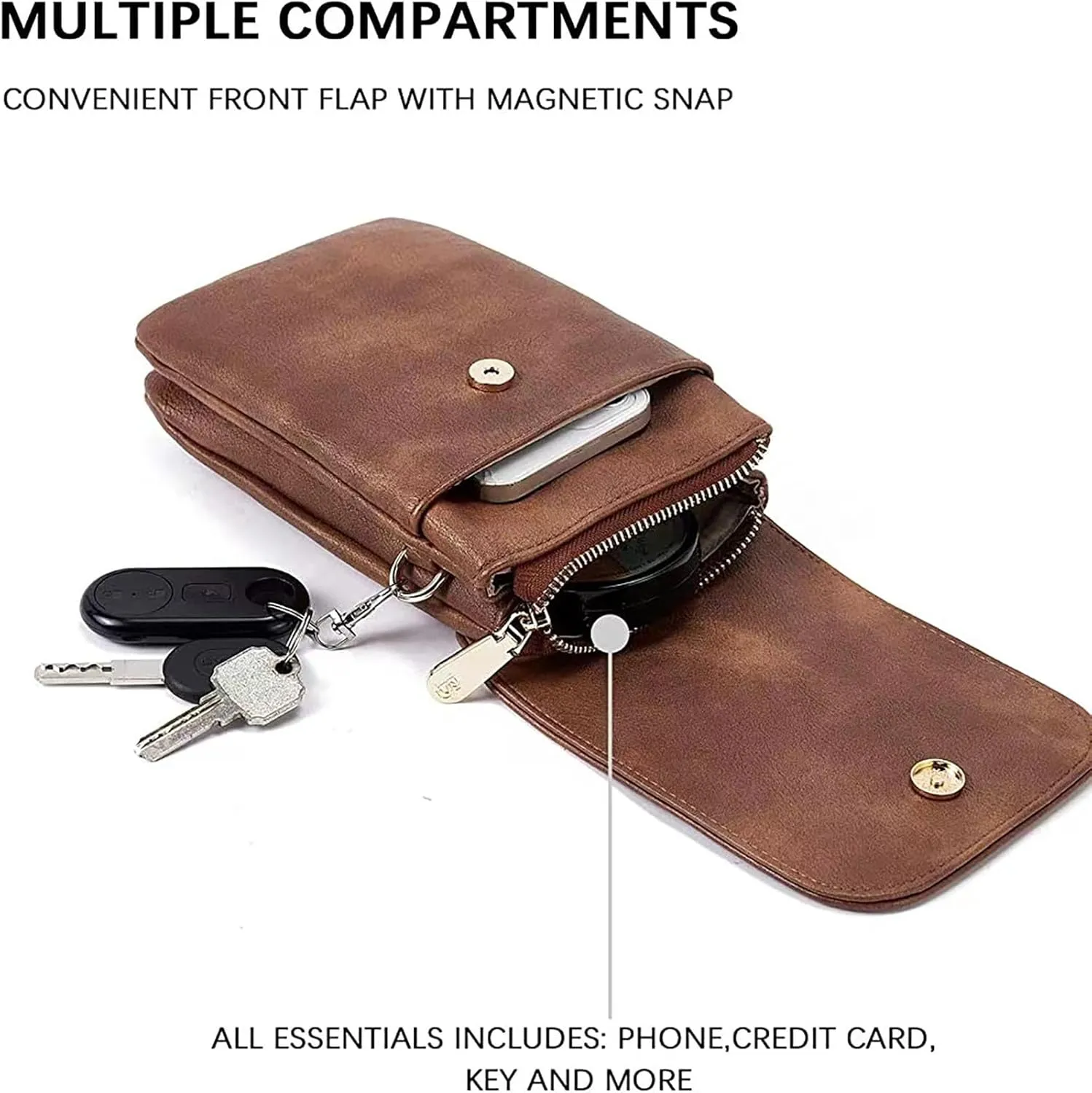 Ladies Soft Pu Leather Shoulder Bags Stadium Crossbody Messenger Bags for Concerts Sporting Events Gifts for Mom(Brown)