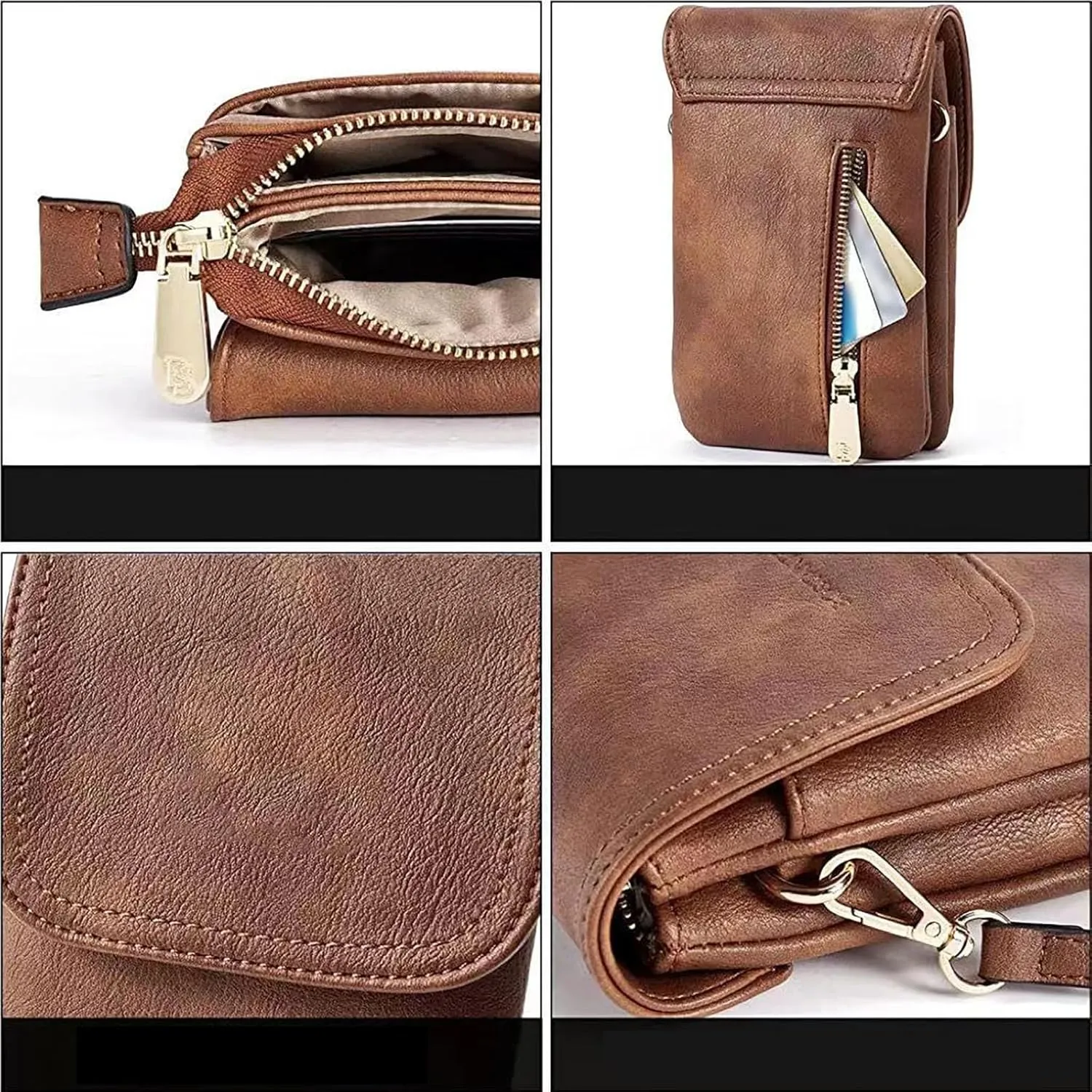 Ladies Soft Pu Leather Shoulder Bags Stadium Crossbody Messenger Bags for Concerts Sporting Events Gifts for Mom(Brown)