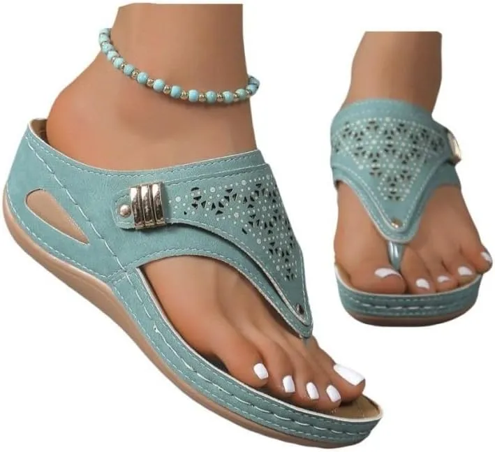 Ladmiple Sandals Women Dressy Summer Flat Cute Casual Beach Shoes Comfort Orthotic Slippers Slide Orthopedic Thong Flip Flops