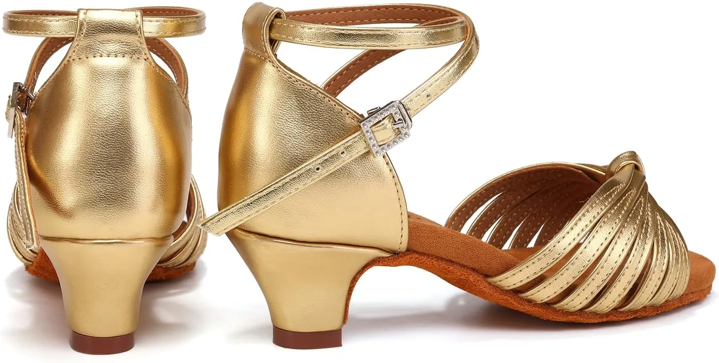 Latin Ballroom Dance Shoes Girls Latin Dance Shoes Low Heels Salsa Tango Professional Performance Practice Dance Shoes for Girls Kids