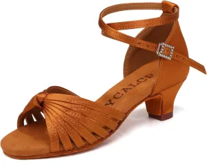 Latin Ballroom Dance Shoes Girls Latin Dance Shoes Low Heels Salsa Tango Professional Performance Practice Dance Shoes for Girls Kids