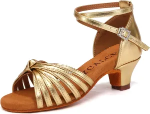Latin Ballroom Dance Shoes Girls Latin Dance Shoes Low Heels Salsa Tango Professional Performance Practice Dance Shoes for Girls Kids