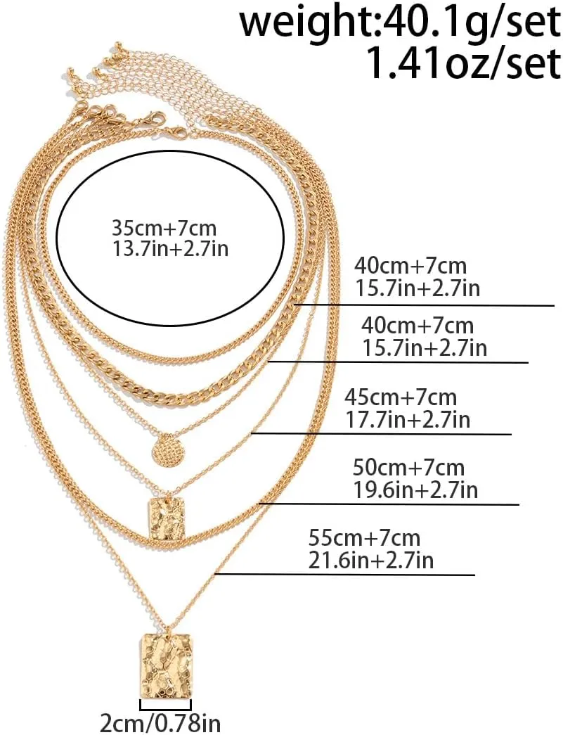 Layered Gold Necklaces for Women Chunky Gold Pirate Necklace Punk 80s 90s Necklace Paperclip Link Chain Choker Necklaces Necklace Dainty Cuban Stacking Coin Pendant Necklace Gold Pirate Jewelry