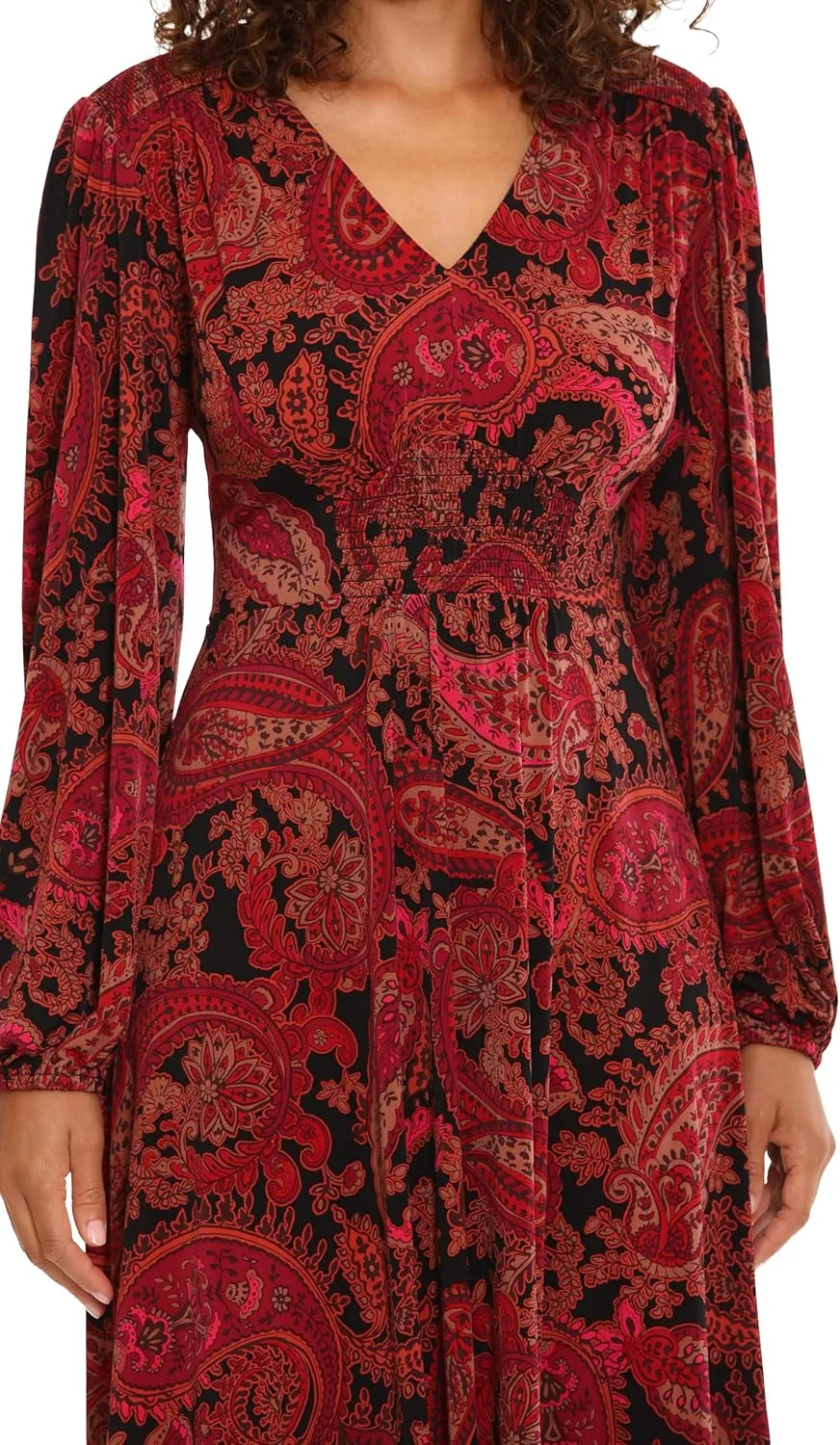 London Times Women's Smocked Empire Waist Fit and Flare Dress