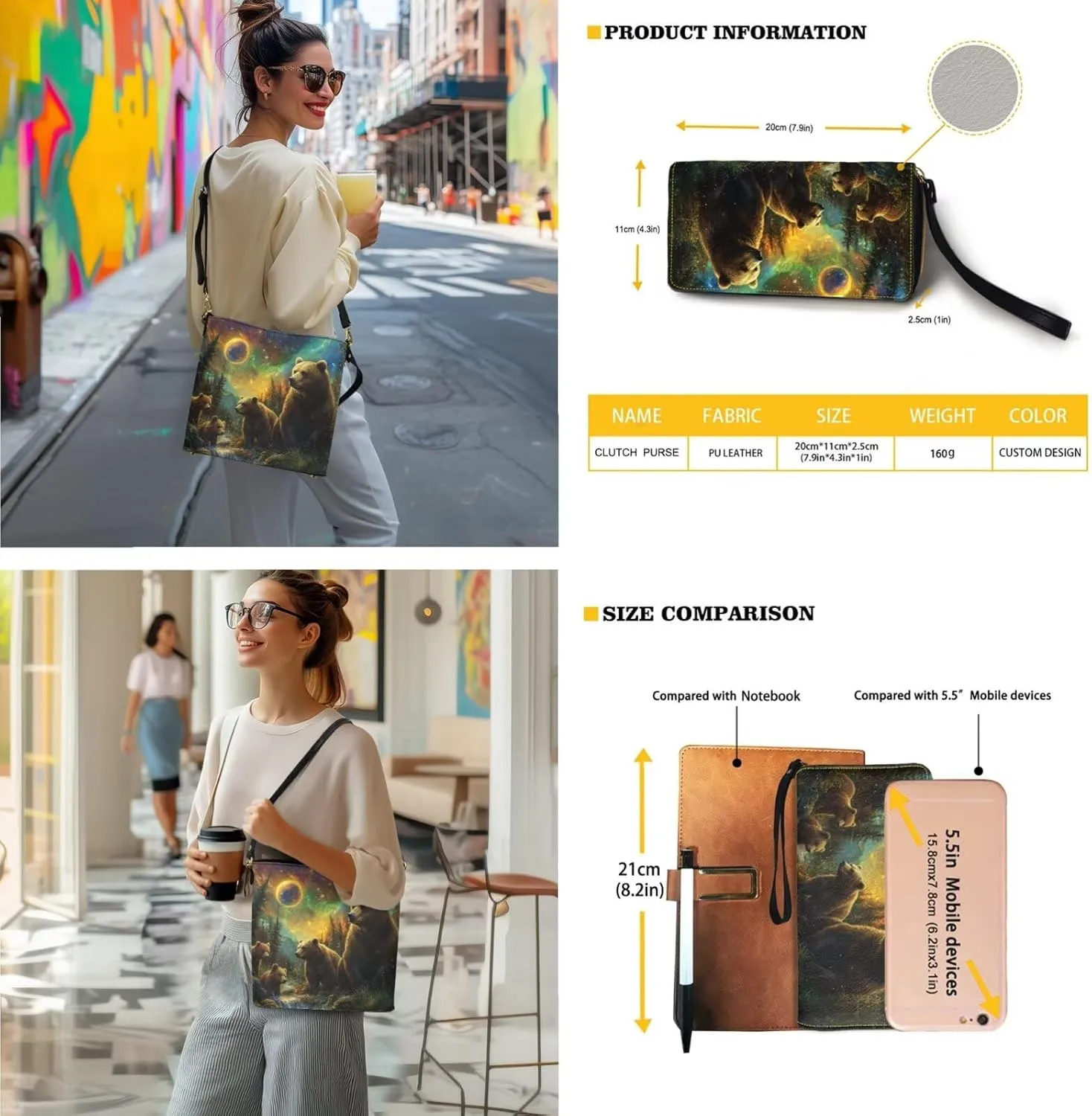Lotusorchid Bucket Purse and Wallet Set, Leather Crossbody Shoulder Handbag Hobo Bag with Adjustable Strap for Women