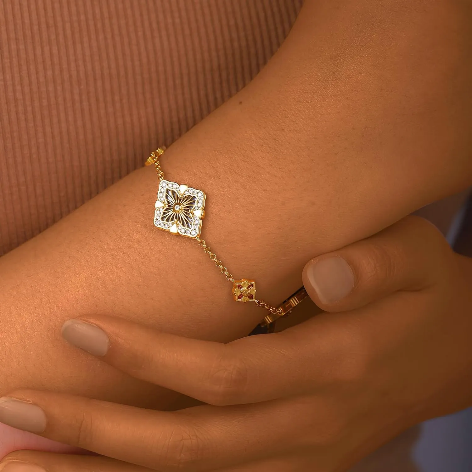 Lucky Clover Bracelet for Women  18K Gold Plated Enamel & CZ Options, Adjustable Solo or Tennis Set with Clover Charm, Jewelry Gift for Mom, Wife, Her