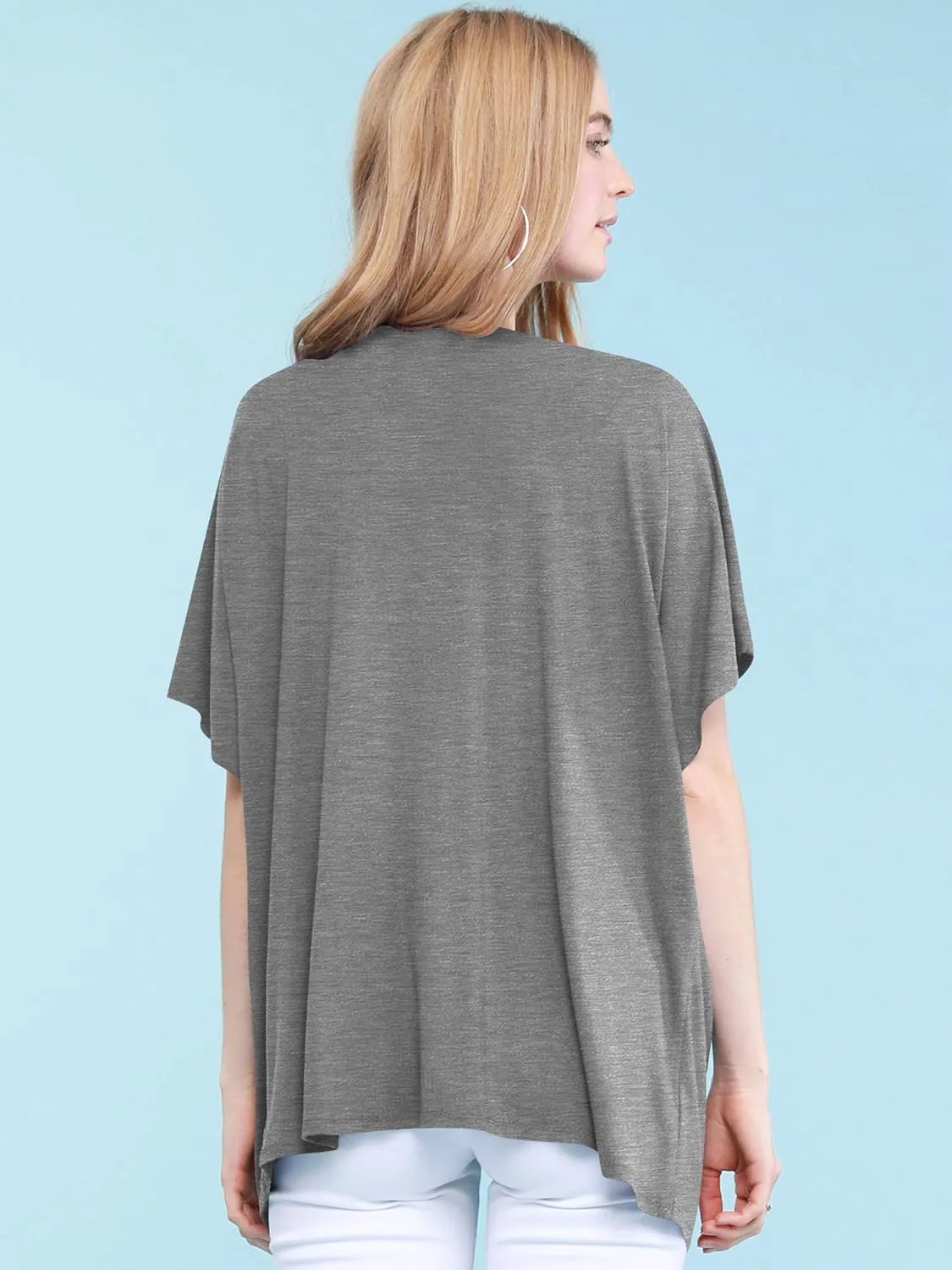 Made By Johnny Women's Kimono Style Short Sleeve Dolman Cardigan - Lightweight Open Front Summer Cover-Up