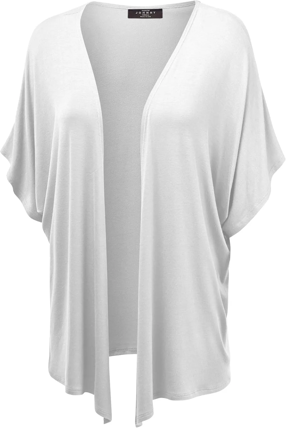 Made By Johnny Women's Kimono Style Short Sleeve Dolman Cardigan - Lightweight Open Front Summer Cover-Up