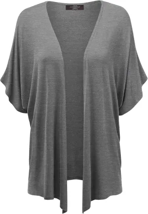 Made By Johnny Women's Kimono Style Short Sleeve Dolman Cardigan - Lightweight Open Front Summer Cover-Up