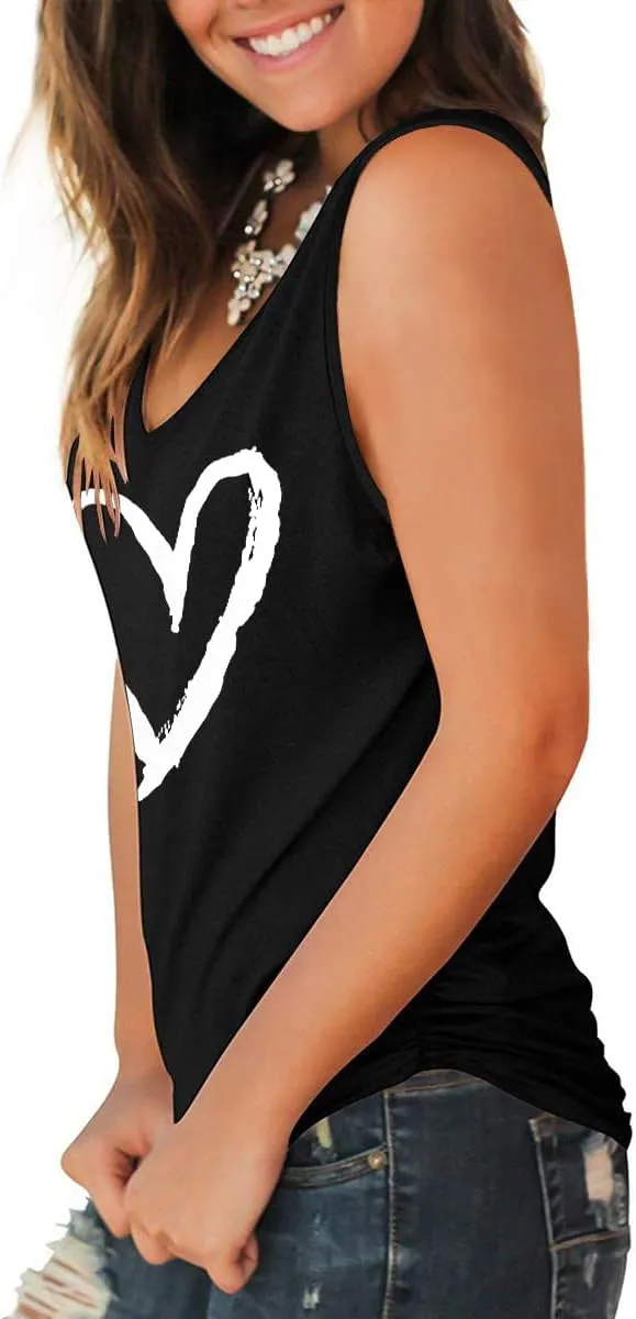 MAGICMK Womens Tank Tops V Neck Casual Sleeveless Shirts Losse Fit Side Elatic Tanks
