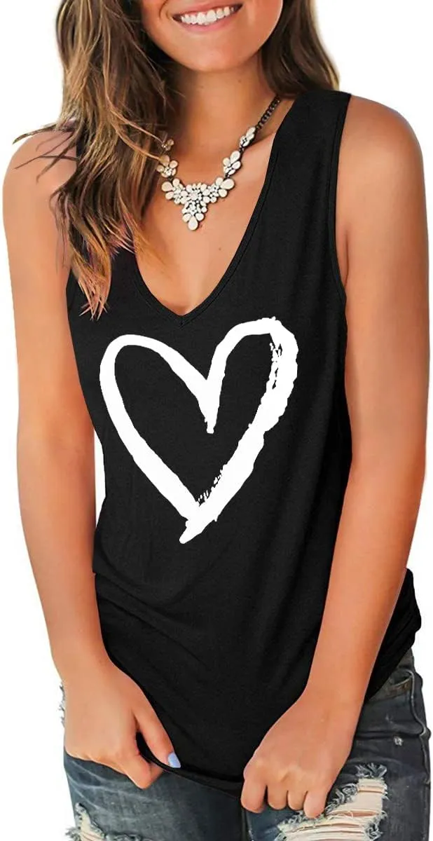 MAGICMK Womens Tank Tops V Neck Casual Sleeveless Shirts Losse Fit Side Elatic Tanks