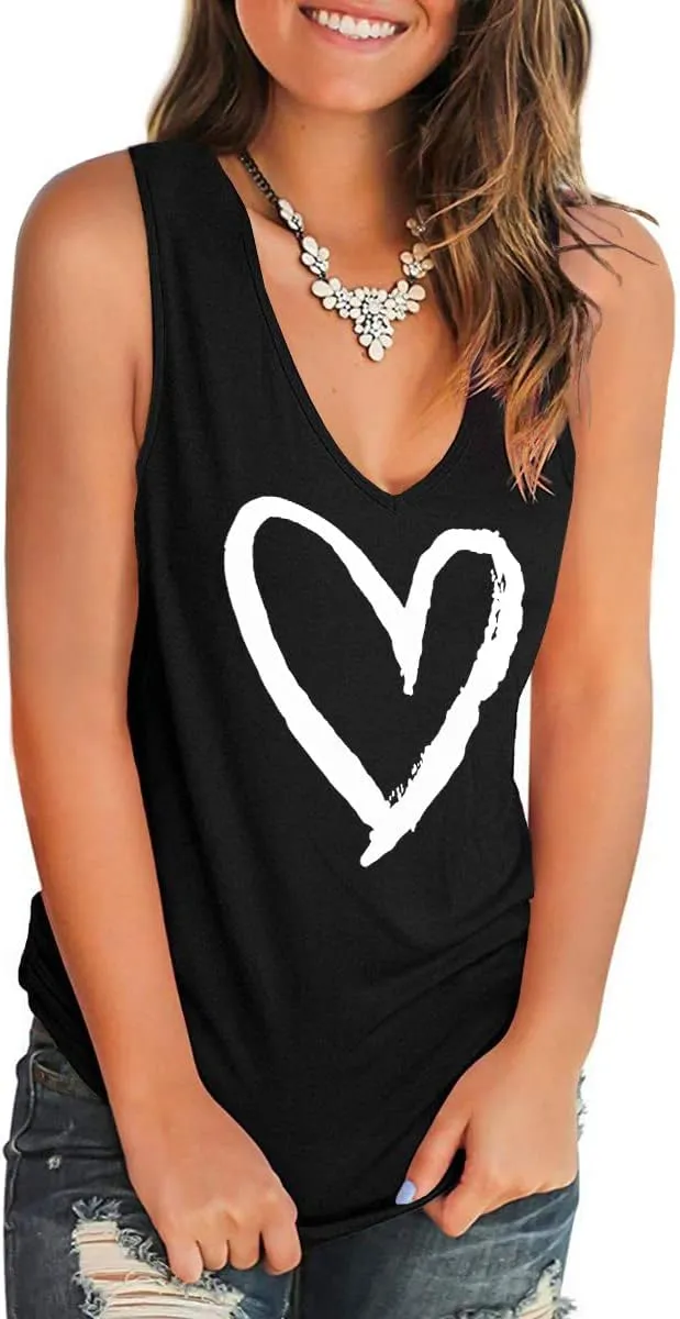 MAGICMK Womens Tank Tops V Neck Casual Sleeveless Shirts Losse Fit Side Elatic Tanks