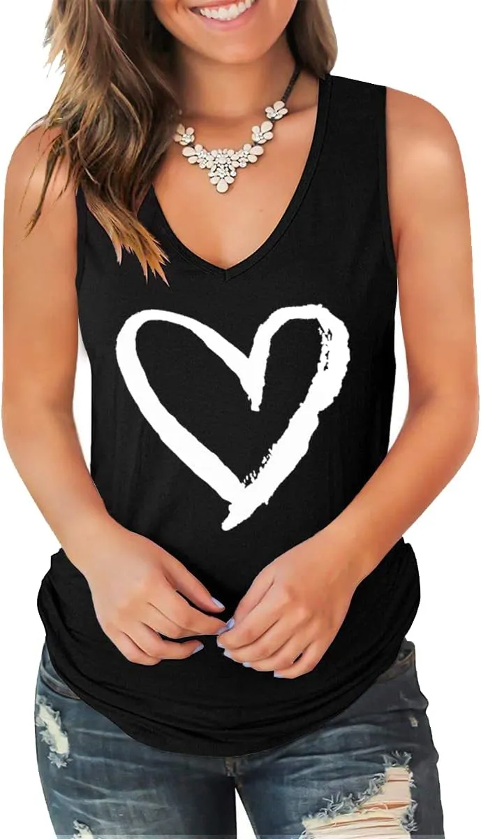MAGICMK Womens Tank Tops V Neck Casual Sleeveless Shirts Losse Fit Side Elatic Tanks