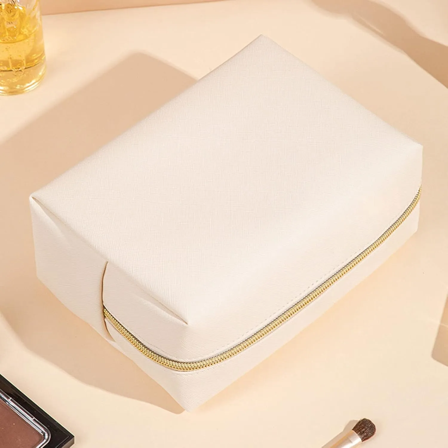 Makeup Bag,PU Leather Large Capacity Waterproof Portable Small Makeup Bag,Toiletry Bag,Small Cosmetic Bag,Travel Makeup Bag for Daughter Gifts Girls Women