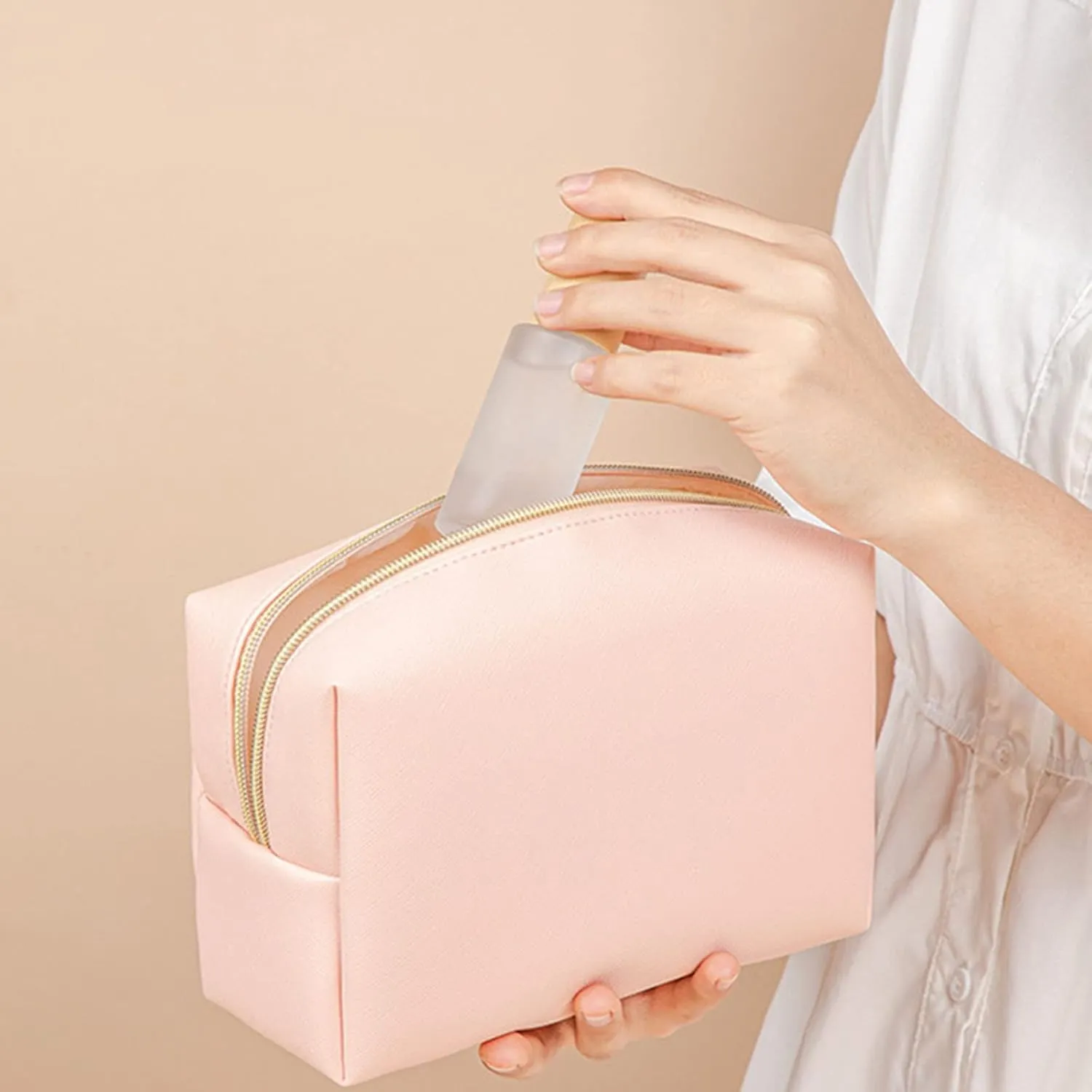 Makeup Bag,PU Leather Large Capacity Waterproof Portable Small Makeup Bag,Toiletry Bag,Small Cosmetic Bag,Travel Makeup Bag for Daughter Gifts Girls Women