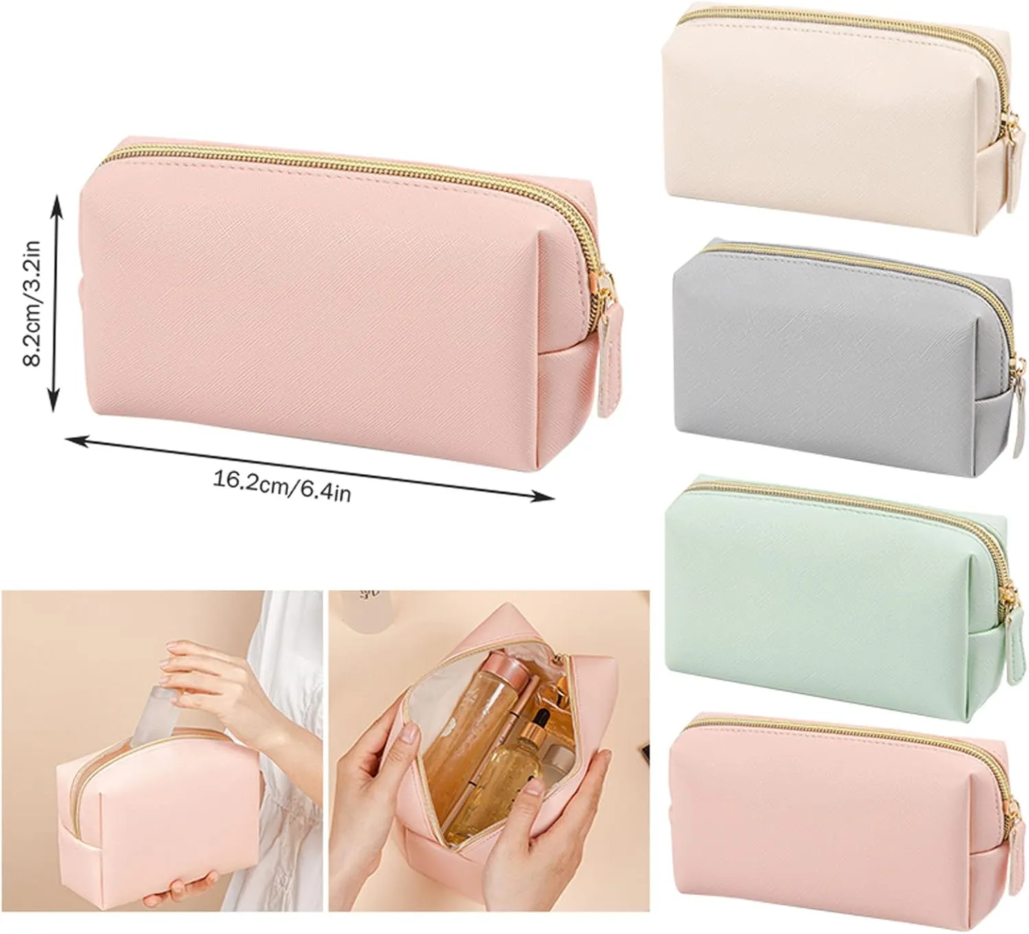 Makeup Bag,PU Leather Large Capacity Waterproof Portable Small Makeup Bag,Toiletry Bag,Small Cosmetic Bag,Travel Makeup Bag for Daughter Gifts Girls Women