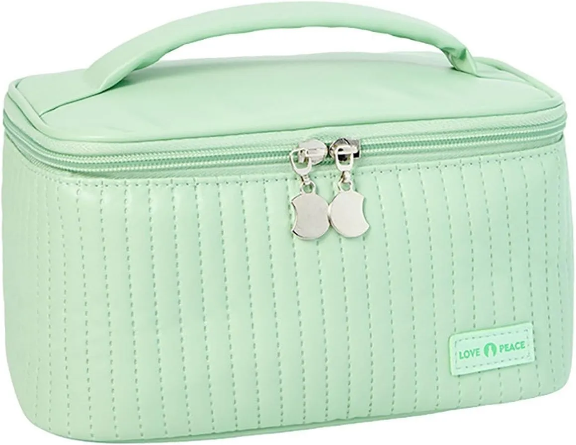 Makeup Bag,PU Leather Waterproof Portable Large Capacity Makeup Organizer Bag,Toiletry Bag,Small Cosmetic Bag,Makeup Bag Organizer for Daughter Girls Gifts Women