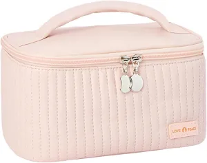 Makeup Bags for Women 2025 New Large Capacity Portable PU Leather Waterproof Small Makeup Pouch,Toiletry Bag,Travel Cosmetic Bag,Pink Makeup Bag for Women Gifts Daughter Girls