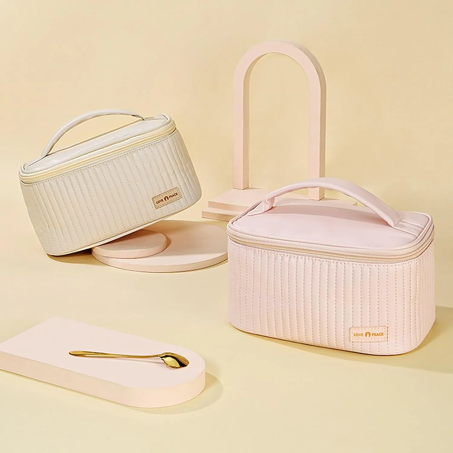 Makeup Bags for Women 2025 New Upgrade Portable Waterproof PU Leather Large Capacity Pink Makeup Bag,Travel Toiletry Bag,Cosmetic Bag,Small Makeup Pouch for Daughter Girls Gifts Women
