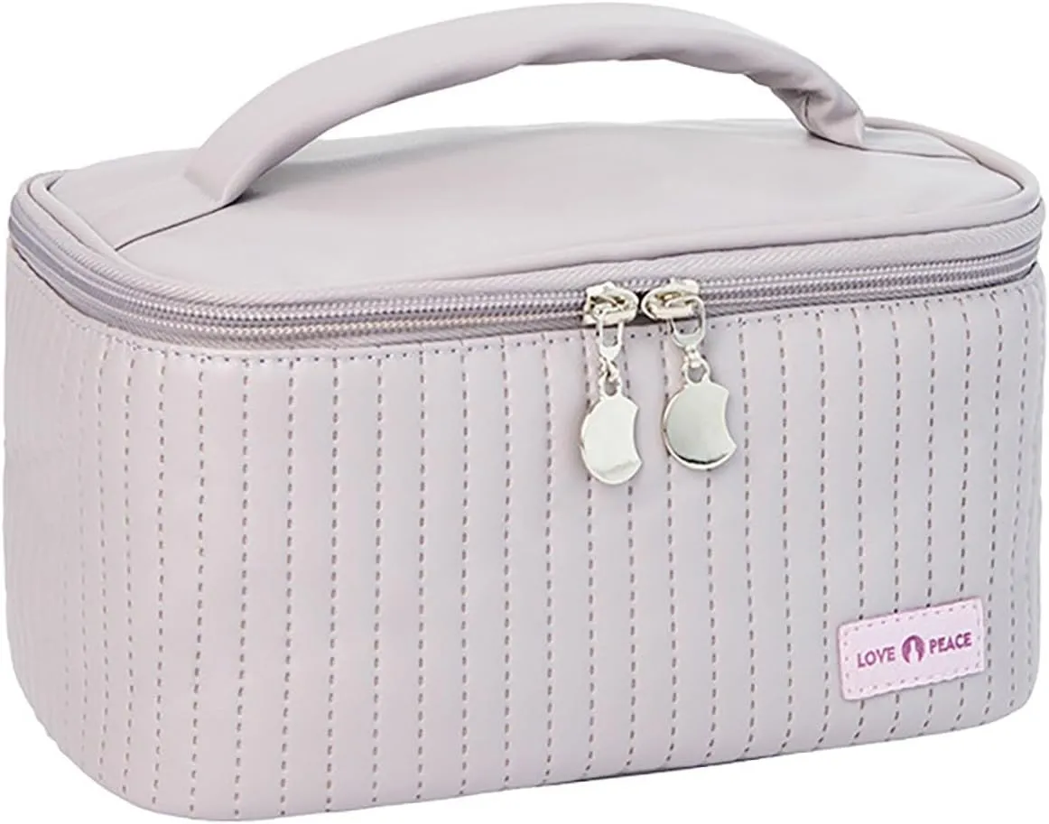 Makeup Bags for Women 2025 New Upgrade Portable Waterproof PU Leather Large Capacity Pink Makeup Bag,Travel Toiletry Bag,Cosmetic Bag,Small Makeup Pouch for Daughter Girls Gifts Women