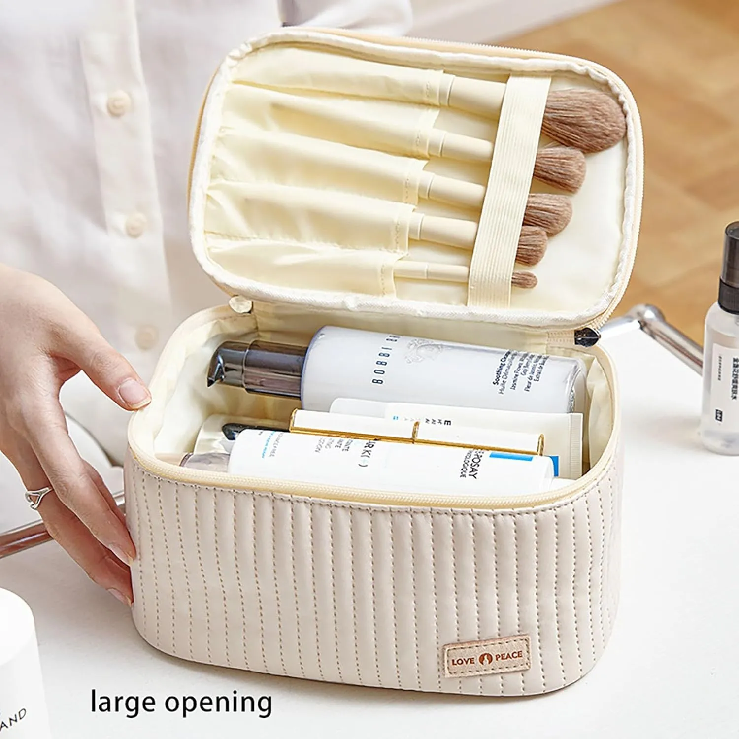 Makeup Bags for Women 2025 New Upgrade Portable Waterproof PU Leather Large Capacity Pink Makeup Bag,Travel Toiletry Bag,Cosmetic Bag,Small Makeup Pouch for Daughter Girls Gifts Women