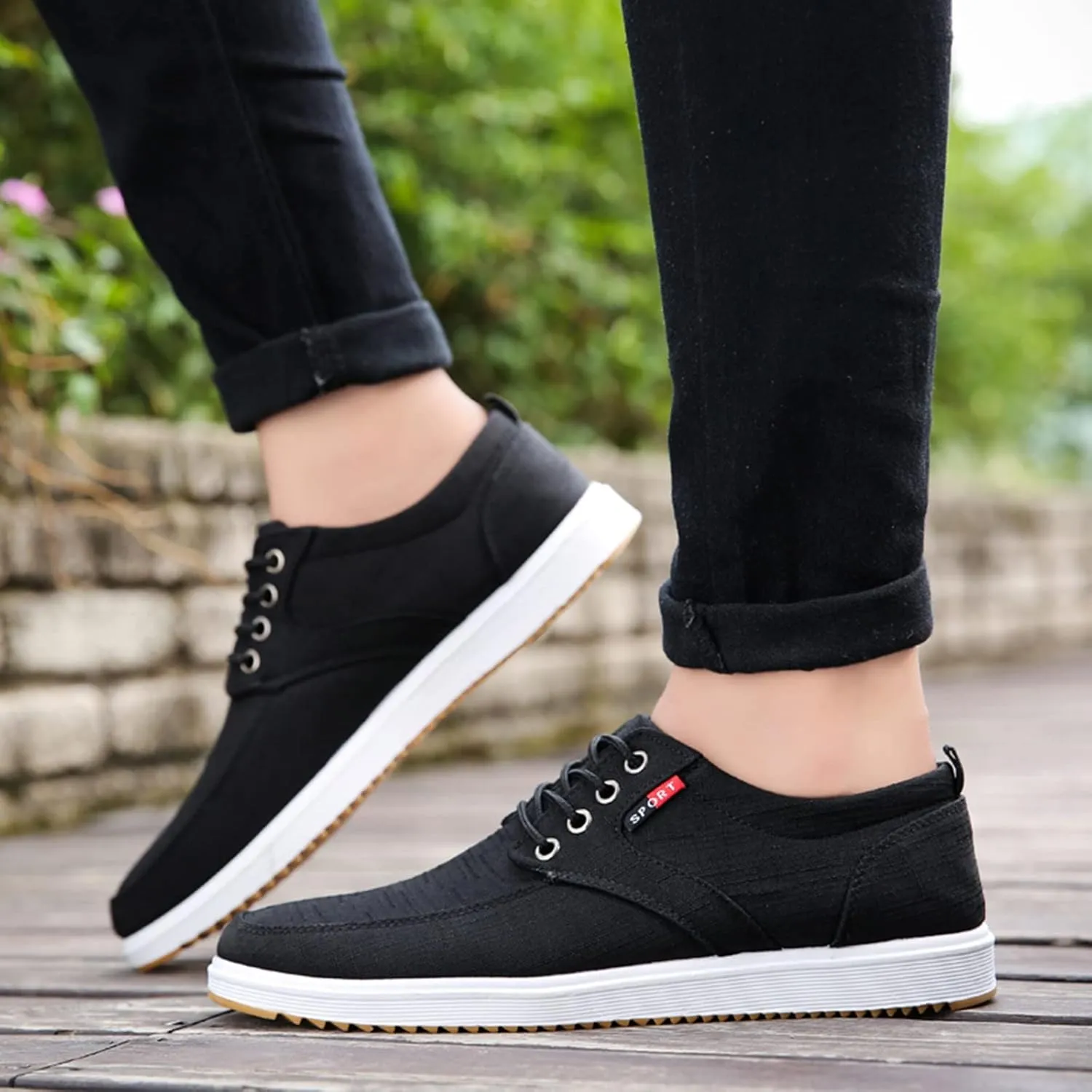 Men Shoes Fashion Canvas Shoes High Soled Men Canvas Sports Casual for Mens Go Walk 5 Qualify Sneaker