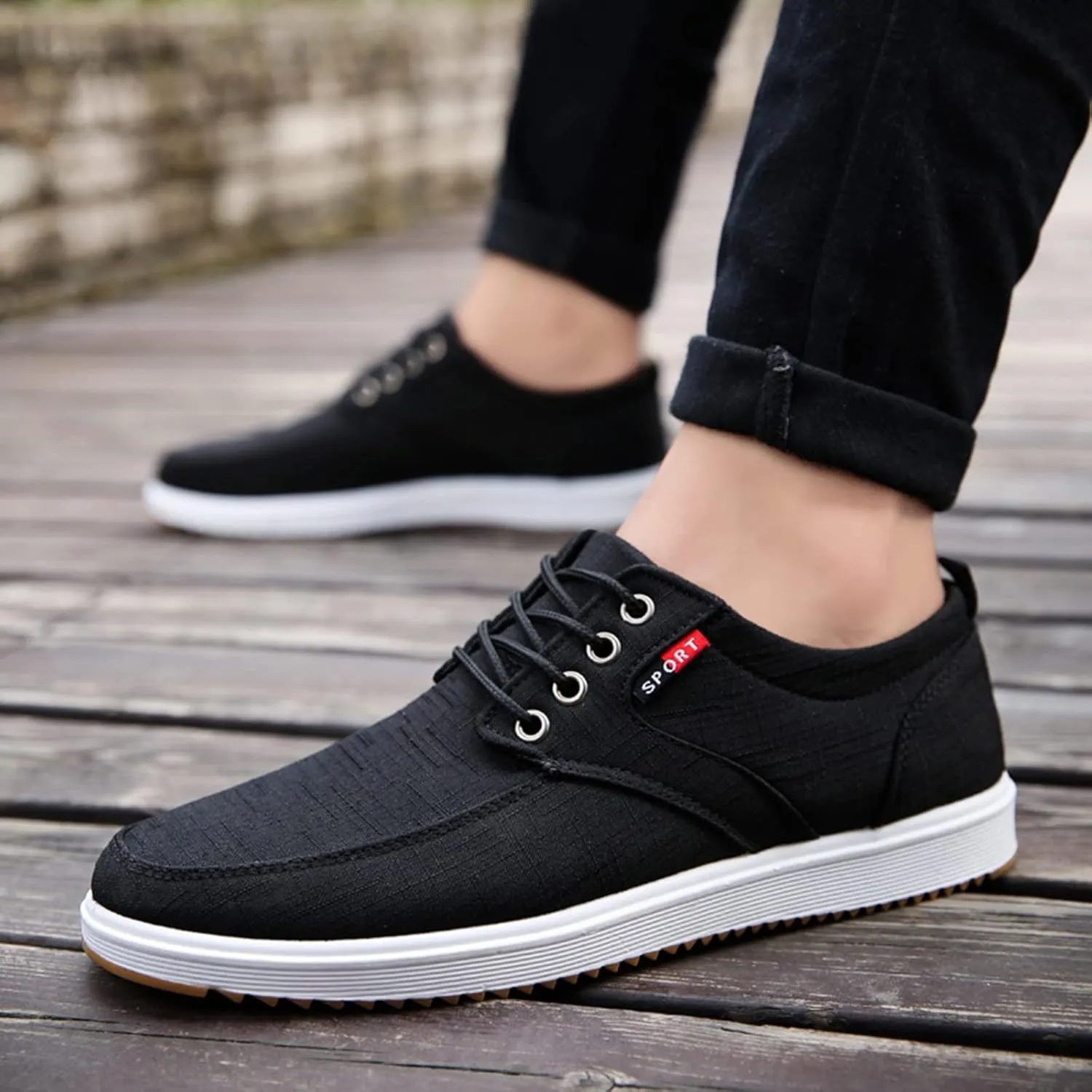 Men Shoes Fashion Canvas Shoes High Soled Men Canvas Sports Casual for Mens Go Walk 5 Qualify Sneaker