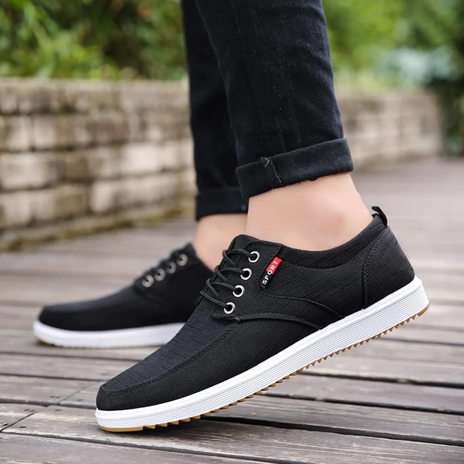 Men Shoes Fashion Canvas Shoes High Soled Men Canvas Sports Casual for Mens Go Walk 5 Qualify Sneaker