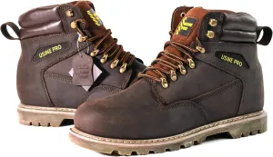 Men's 6" Steel Toe Industrial Work Boots Waterproof Crazy-Horse Slip Resistant